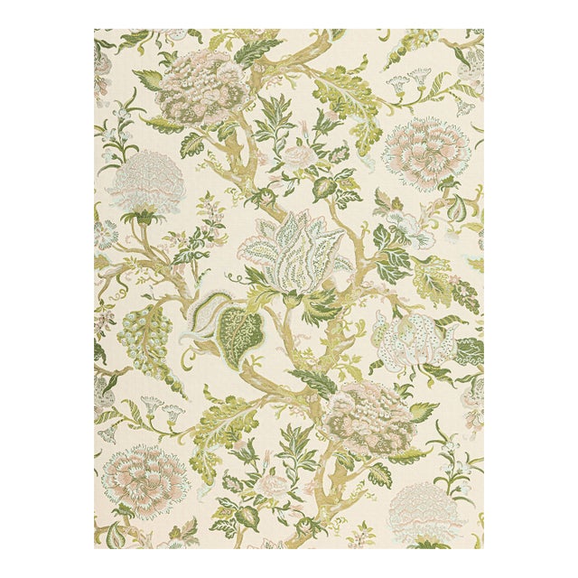 Sample - The House of Scalamandré Indienne Lampas Fabric, Avocado For Sale