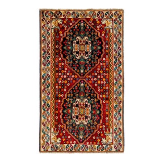 Handmade Allover Vintage Shiraz Persian Wool Rug in Red For Sale