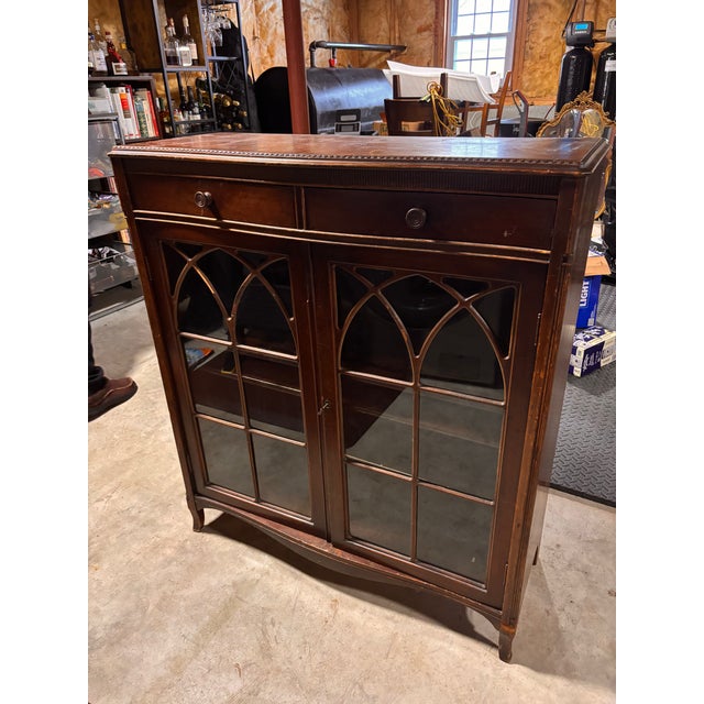 Wood 1940's Maddox Furniture Mahogany Two Door Bookcase/Cabinet For Sale - Image 7 of 10