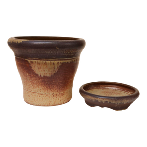 Large Vintage Studio Pottery Ombré Planter and Draining Saucer by Deanna Nichols