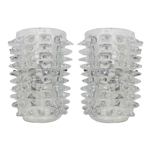 Italian Brass and Murano Glass Sconces from L.A. Studio, 1960s, Set of 2 For Sale