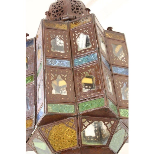 Late 20th Century Moroccan Moorish Hanging Glass Lantern For Sale - Image 12 of 13