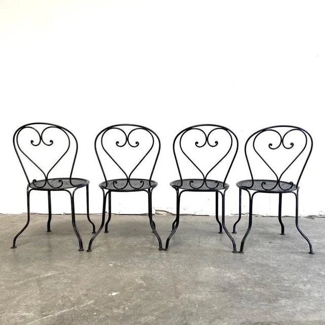 Black Vintage Black French Metal Outdoor Chairs - Set of 4 For Sale - Image 8 of 11