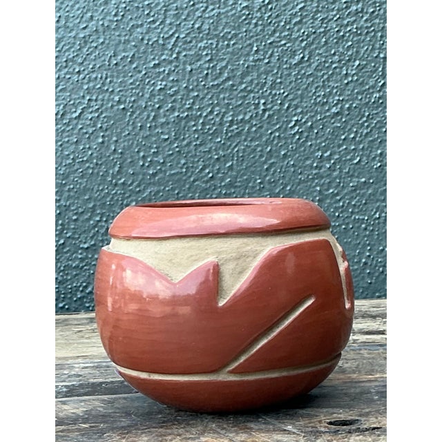 Vintage Native American Red Clay Original Pottery For Sale - Image 4 of 12