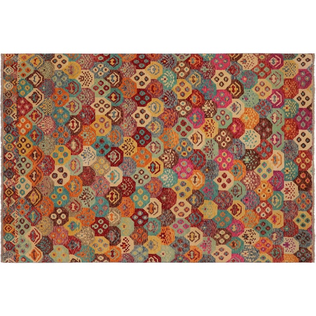 Shabby Chic Balochi Pink/Blue Wool Rug - 6'7''x9'9'' For Sale - Image 10 of 10