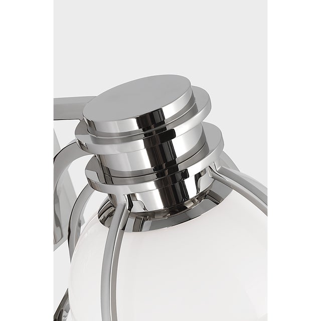 Gracie Single Sconce in Polished Nickel with White Glass Designer: Chapman & Myers Finish: Polished Nickel Height: 8.5"...