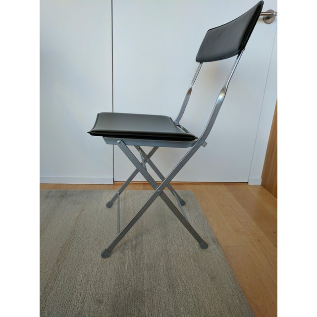 Lina Black Leather Folding Chairs A Pair Chairish