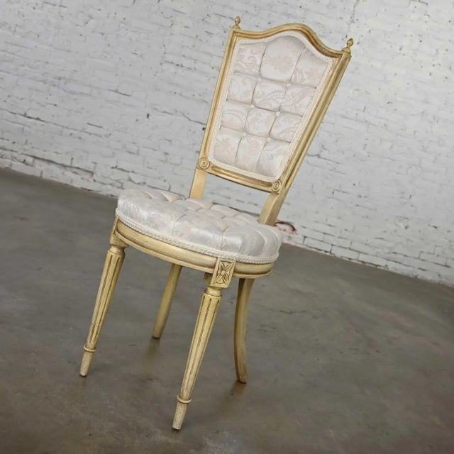 Hollywood Regency Louis XVI Style Vintage White Dressing or Accent Chair Attributed to Prince Howard For Sale - Image 6 of 13