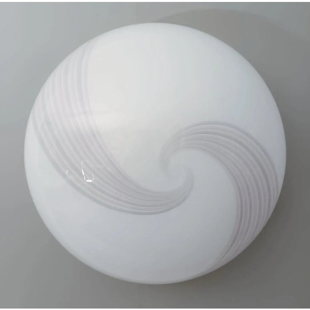 1970s 1960s Milky White and Pink Murano Flush Mount For Sale - Image 5 of 11