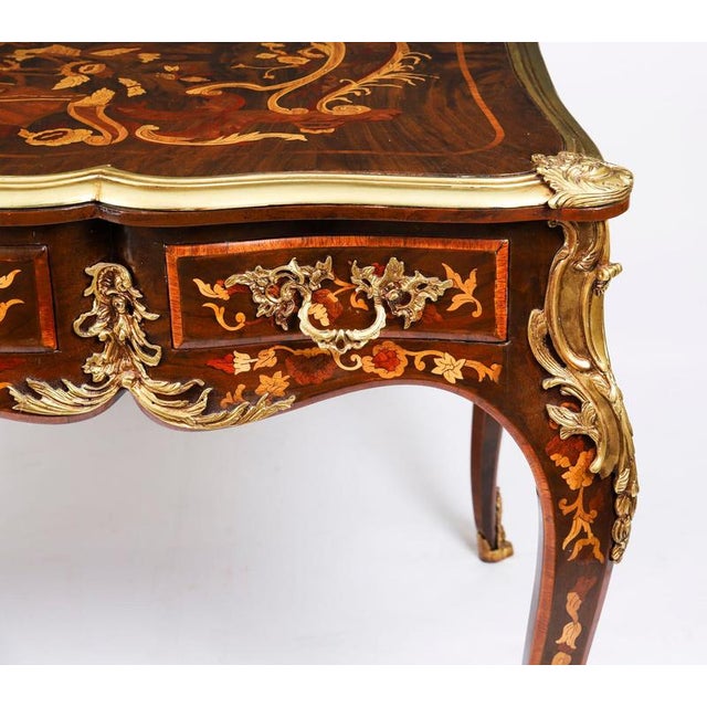 Wood Vintage French Ormolu Mounted Marquetry Desk, 20th Century For Sale - Image 7 of 18