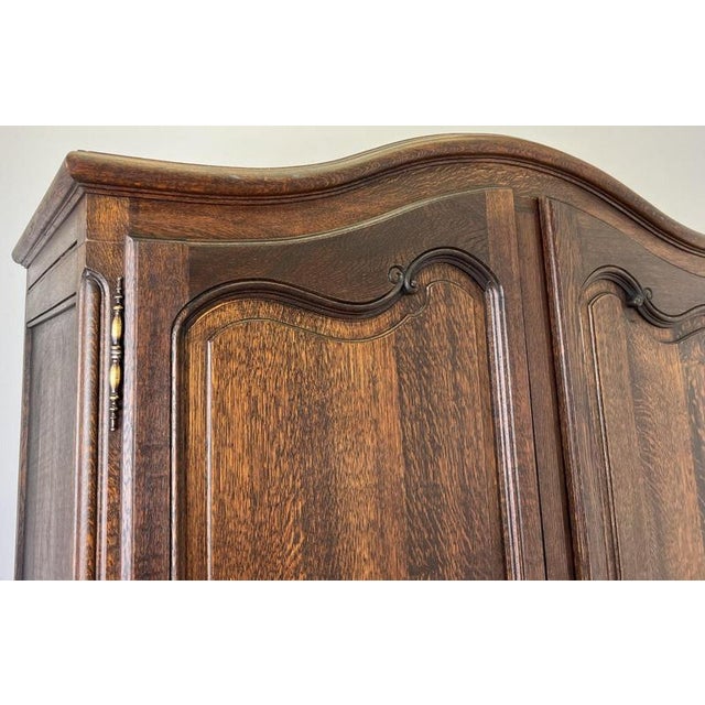 Antique French Louis XVI Carved Oak 2-Door Armoire For Sale - Image 5 of 14