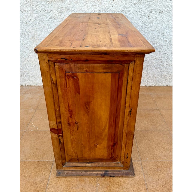 Wood 1960s Spanish Rustic Pine Sideboard With Lattice Doors and Iron Hardware For Sale - Image 7 of 10