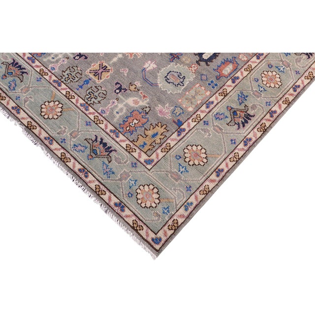 Shabby Chic Oushak Abigayle Gray/Green Wool Rug - 5'0'' X 6'9'' For Sale - Image 4 of 8