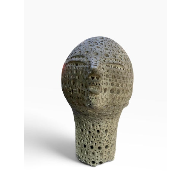 American Alexander Ney 1987 Pierced Dysmorphic Terracotta Head, Studio Fire Survivor 1997 For Sale - Image 3 of 12