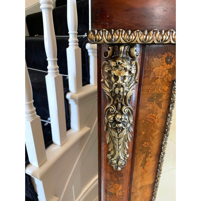 Large Antique Victorian Inlaid Floral Marquetry Burr Walnut Ormolu Mounted Credenza, 1850s For Sale - Image 11 of 18