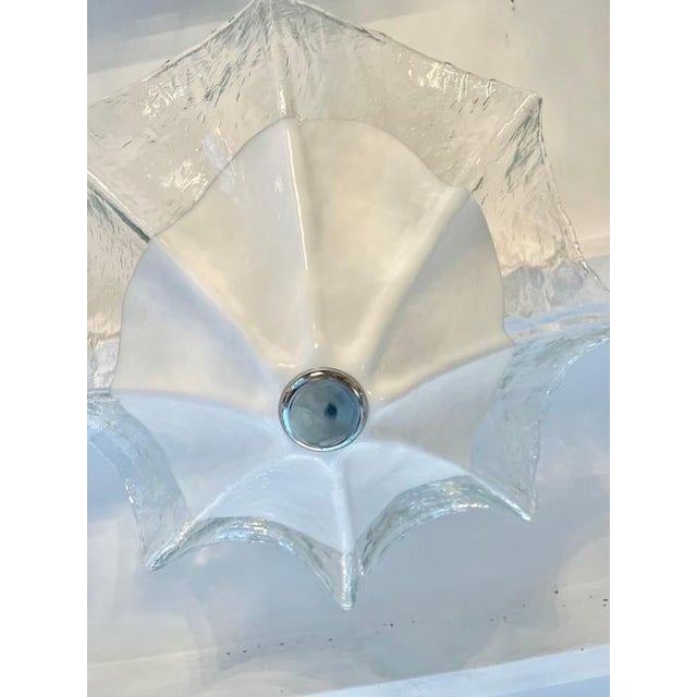 Flush Mount in White Murano Glass and Chrome from A.V. Mazzega, Italy, 1970s For Sale - Image 6 of 8