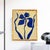 A beautifully composed and graphic original painting featuring a single iris flower rendered in bold cobalt blue against a...