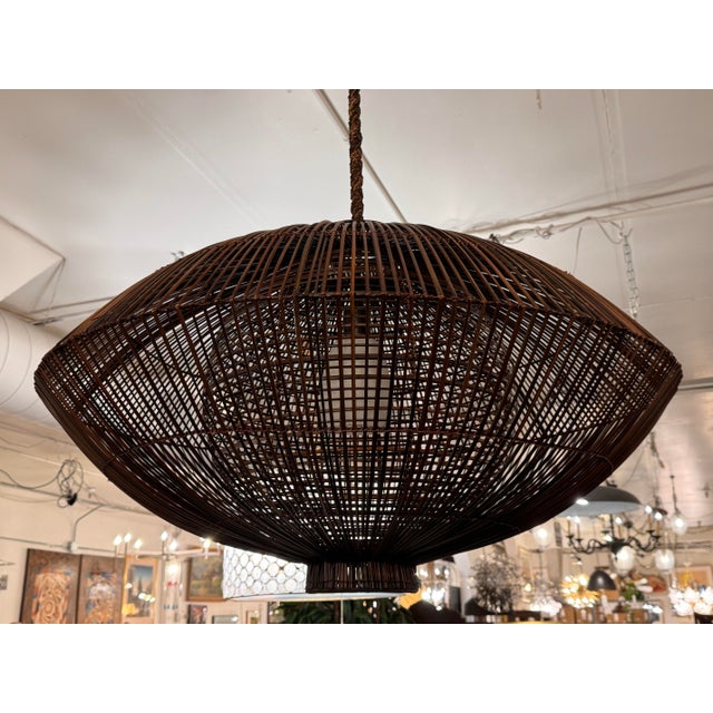 2020s Organic Modern Rattan Braided Rope Pendant Light For Sale - Image 5 of 12