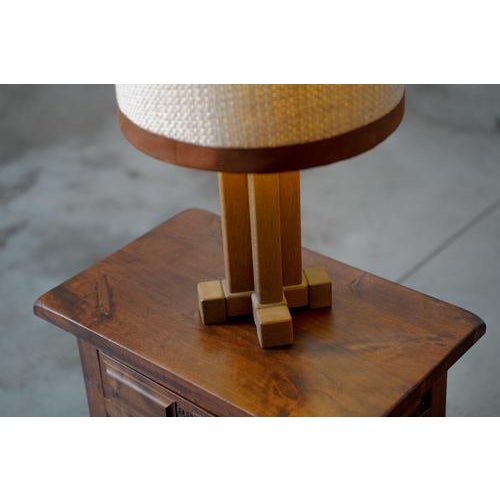Vintage German Oak Table Lamps, 1970s, Set of 2 For Sale - Image 5 of 7