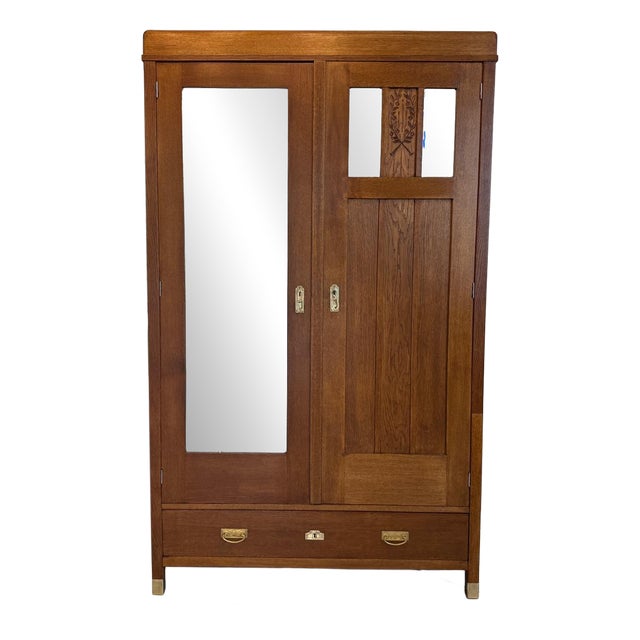 Art Nouveau Wardrobe Cabinet, 1890s For Sale