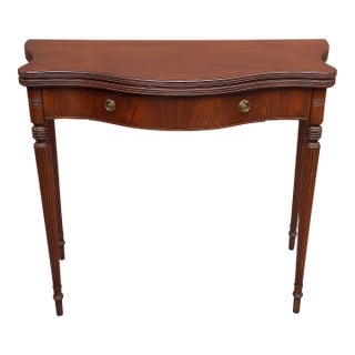 Mid 20th Century Federal Style Mahogany Fold-Top Card Table Console Table, Refinished For Sale