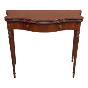 Mid 20th Century Federal Style Mahogany Fold-Top Card Table Console Table, Refinished
