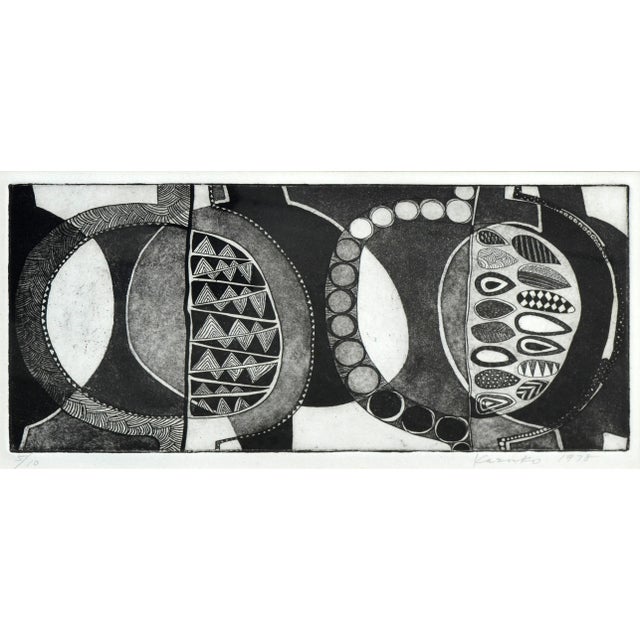 An early abstract work, rich in visual texture by California artist Kazuko Watanabe (American/Japanese, b. 1949). Pencil...