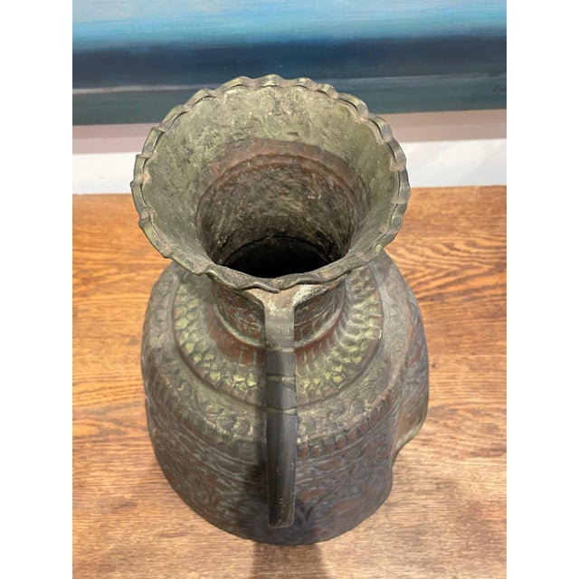 Antique Hammered Turkish Copper Pitcher For Sale In Los Angeles - Image 6 of 12