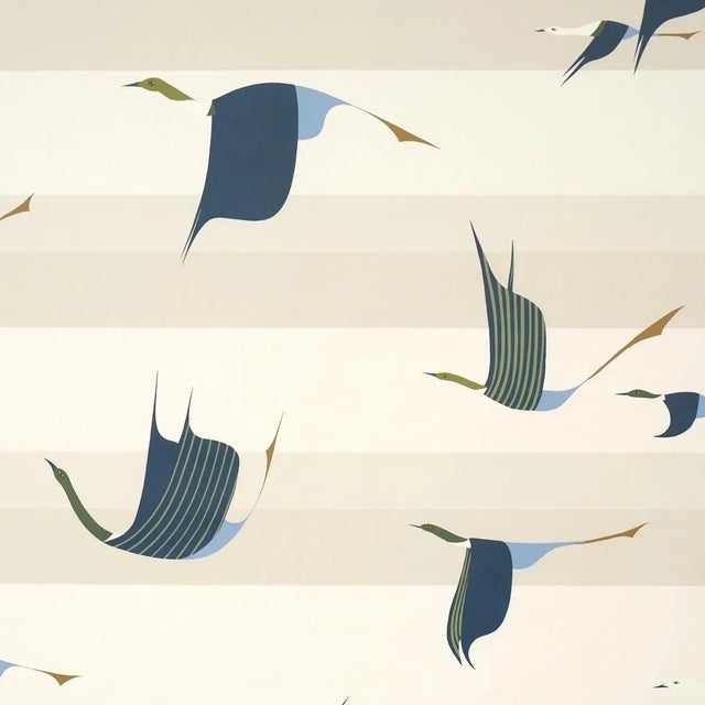Schumacher x Peg Norriss Flying West Wallpaper In Blue For Sale
