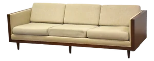 1960s Milo Baughman Style Walnut Beige Case Sofa