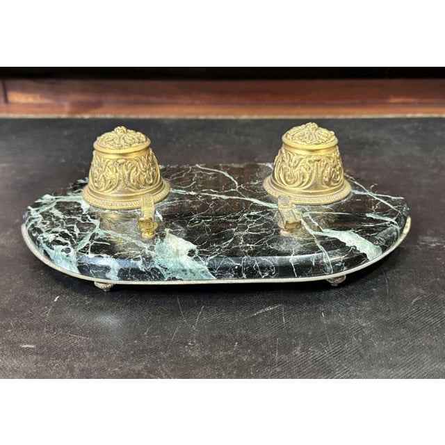 19th Century Napoleon III Inkwell in Marble and Bronze For Sale - Image 11 of 11