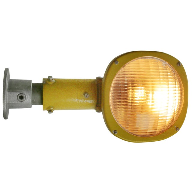 Metal Airport Runway Sconce in Yellow Metal and Glass For Sale - Image 7 of 14