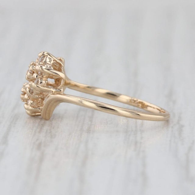 Metal 0.18ctw Diamond Flower Cluster Bypass Ring 14k Yellow Gold Size 4.75 For Sale - Image 7 of 8