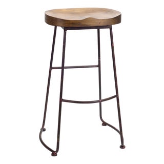 Industrial Wood Bucket Seat Stool 30"H For Sale