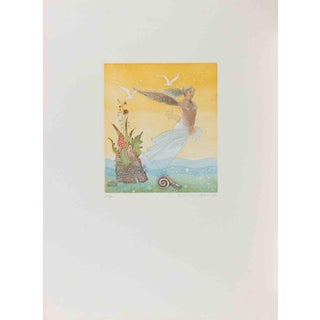 Normanno Soscia, Winged Girl, Etching, 1990s For Sale