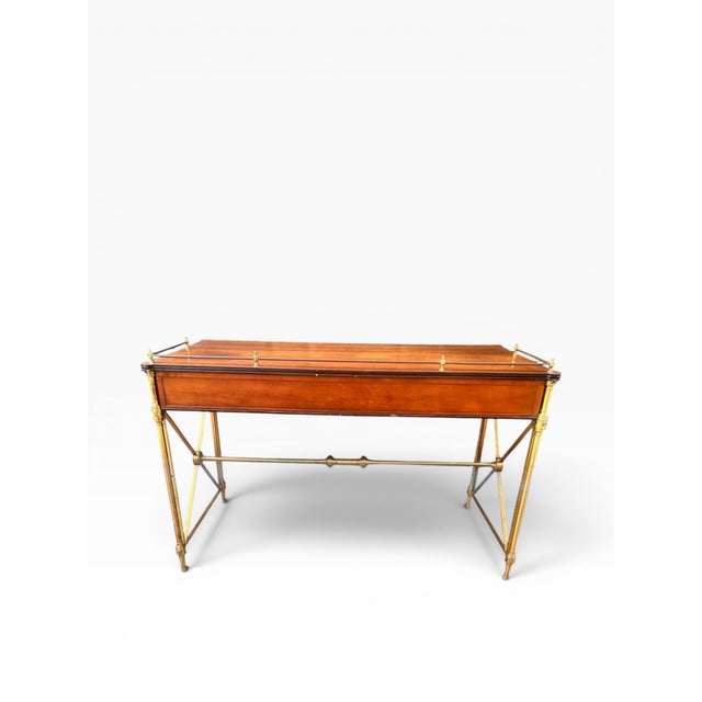1950s Kittinger French Directoire Writing Desk in Solid Brass and Satinwood For Sale In Miami - Image 6 of 14