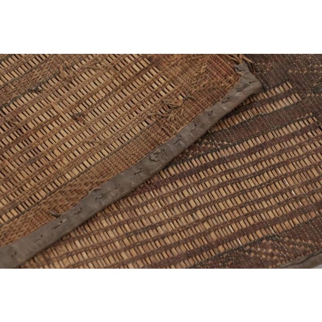 Beige Square Vintage Tuareg Mat, Tribal Geometric Motifs in Beige-Brown - Rug & Kilim For Sale - Image 8 of 10