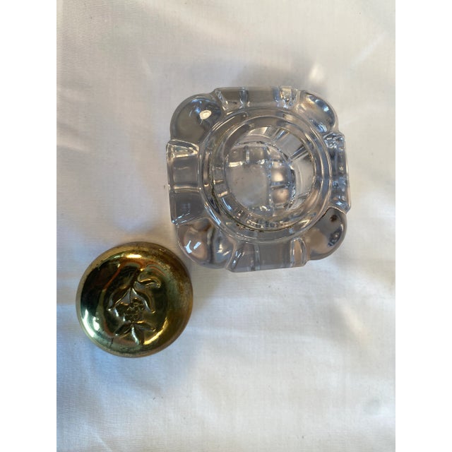 Fabulous, English, antique, large, glass inkwell with brass top. Great weight. A focal point, and practical piece for desk...