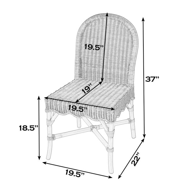 Coastal Flora 18.5 in. Seat Height Rattan Dining Side Chair, Natural Rattan For Sale - Image 3 of 9