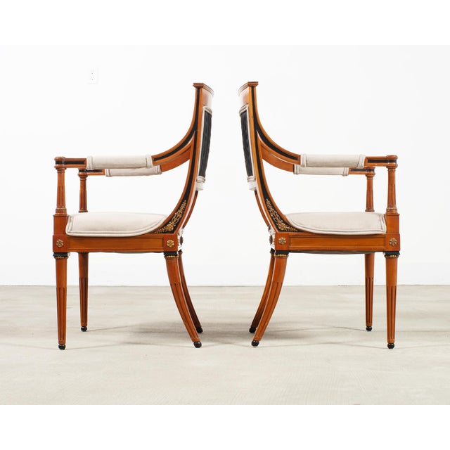 Set of Six French Directoire Style Dining Chairs Bronze Accents For Sale In Sacramento - Image 6 of 18