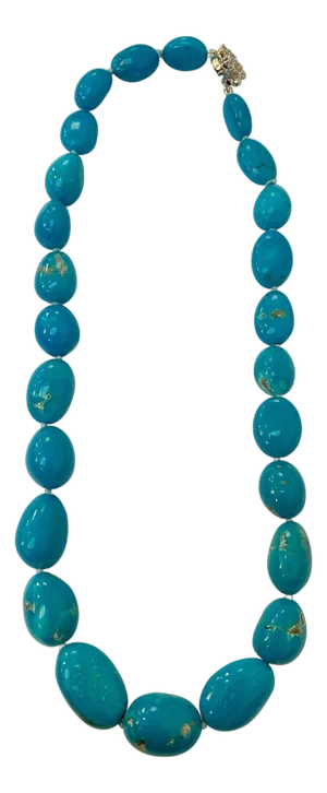 340 Carat Natural Sleeping Beauty Turquoise Necklace Single-Strand 14 Karat Gold