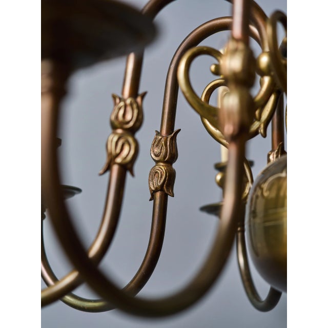 Gold Flemish Brass 8-Armed Chandelier For Sale - Image 8 of 9