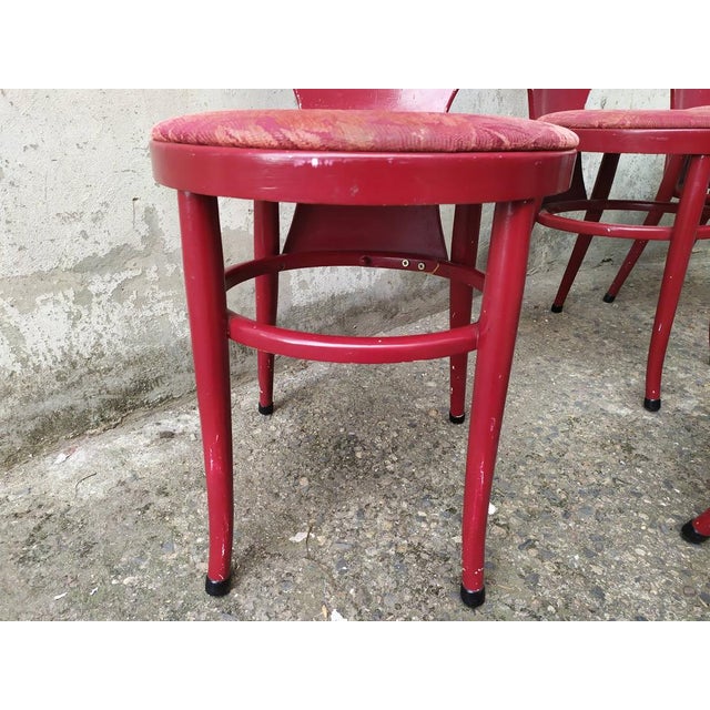 Maroon Mouettes Bistro Chairs from Baumann, 1960s, Set of 5 For Sale - Image 8 of 18
