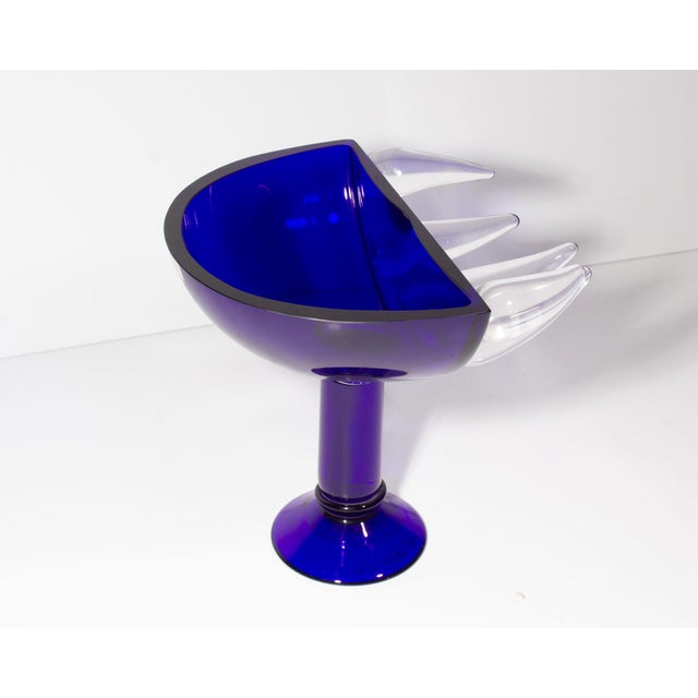 Contemporary David Sobotka Alchymie Praha Limited Edition Blue Glass Compote For Sale - Image 3 of 9