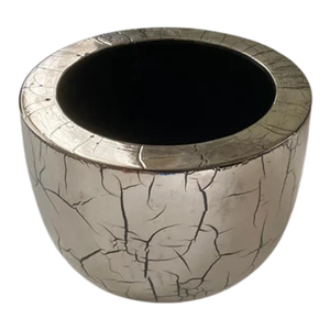 Larry Lubow for Steve Chase Crackle Pattern Planter in Silver Metallic Glaze