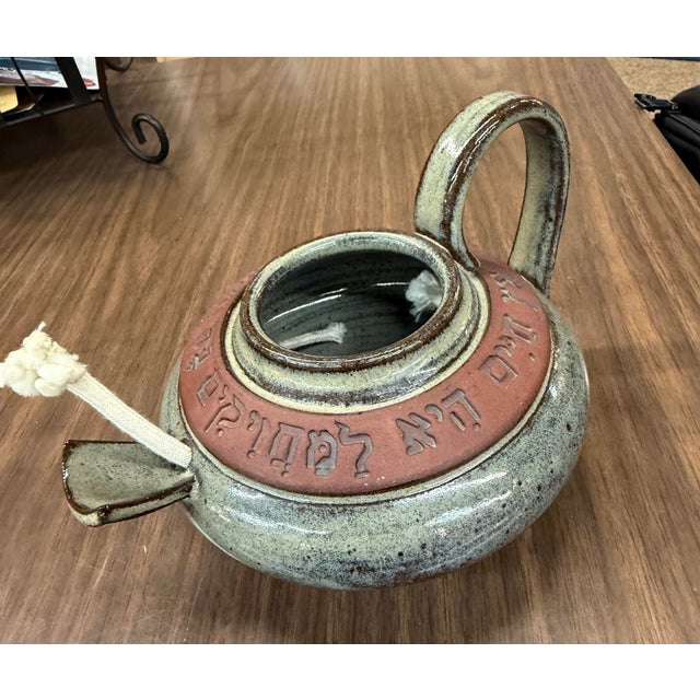 Mid Century ceramic piece Pottery appears to be a Chanukah oil lamp Signed Excellent condition Signed This mid-century...