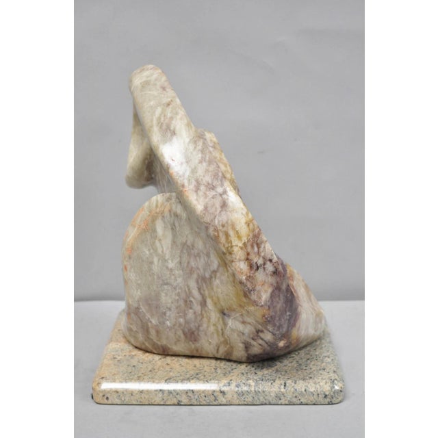 Vintage Seymour Shuren Modernist Pink Carved Marble Abstract Figure Sculpture. "Seymour L. Shuren was a prominent 20th-...
