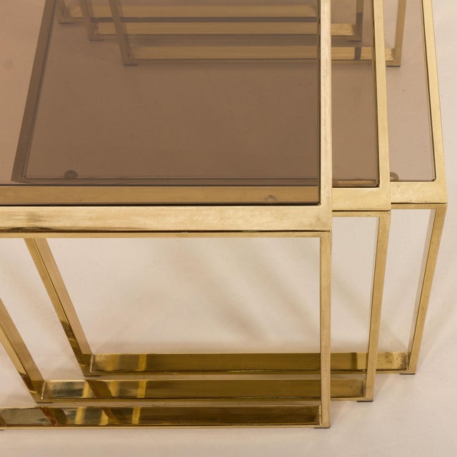 Vintage Brass Nesting Tables, Italy, 1970s, Set of 3 For Sale - Image 10 of 12