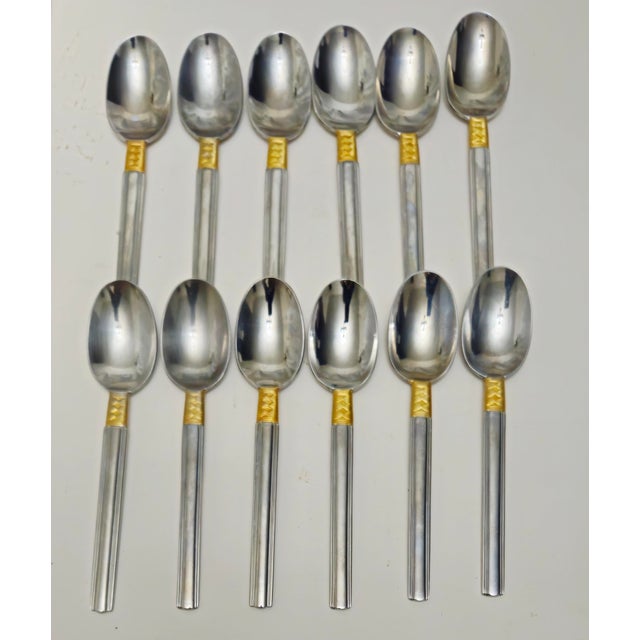 1990s Pfaltzgraff Golden Crossroads Stainless Steel Flatware - 61 Piece Set For Sale - Image 11 of 18