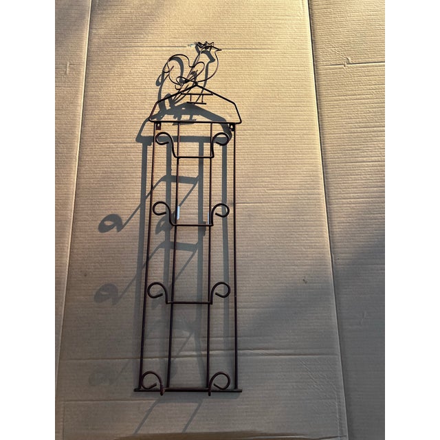 Rustic European Vintage Black Metal Rooster Wall Hanging Plate Holder For Sale - Image 3 of 5